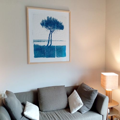 cadre cyanotype en décoration de salon