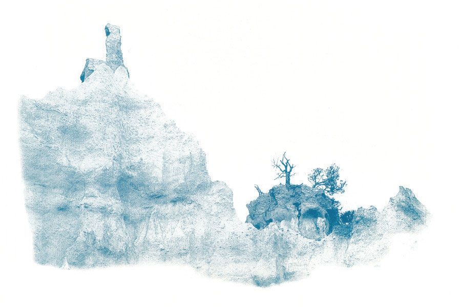 tirage cyanotype photographie paysage minéral